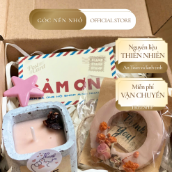 Quà Tặng Nến Thơm Cốc Xi Măng Thư Giãn + Sáp Thơm Rỗng Handmade Kèm Gift Box Xinh Xắn