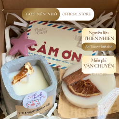 Quà Tặng Nến Thơm Cốc Xi Măng Thư Giãn + Sáp Thơm Tròn Handmade Kèm Gift Box Xinh Xắn